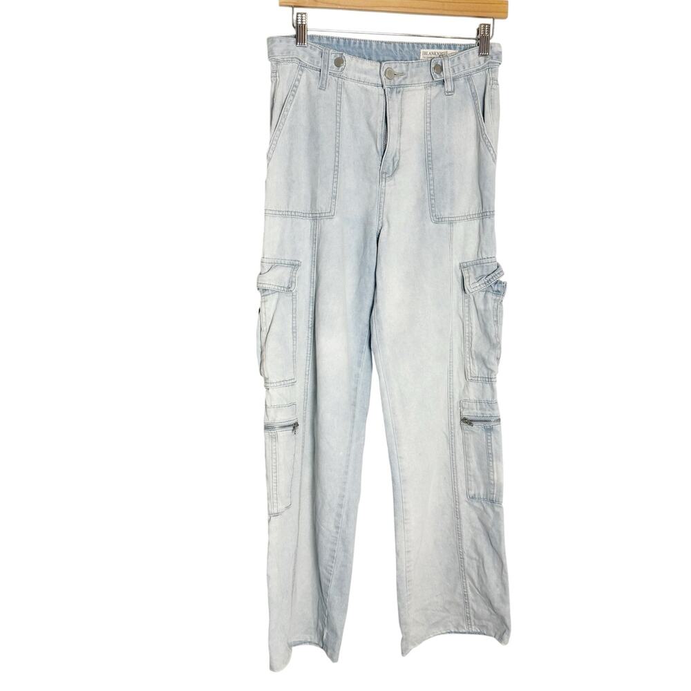 Blank NYC The Franklin Ribcage Wide Leg High Rise Light Wash Cargo Jeans Size 26